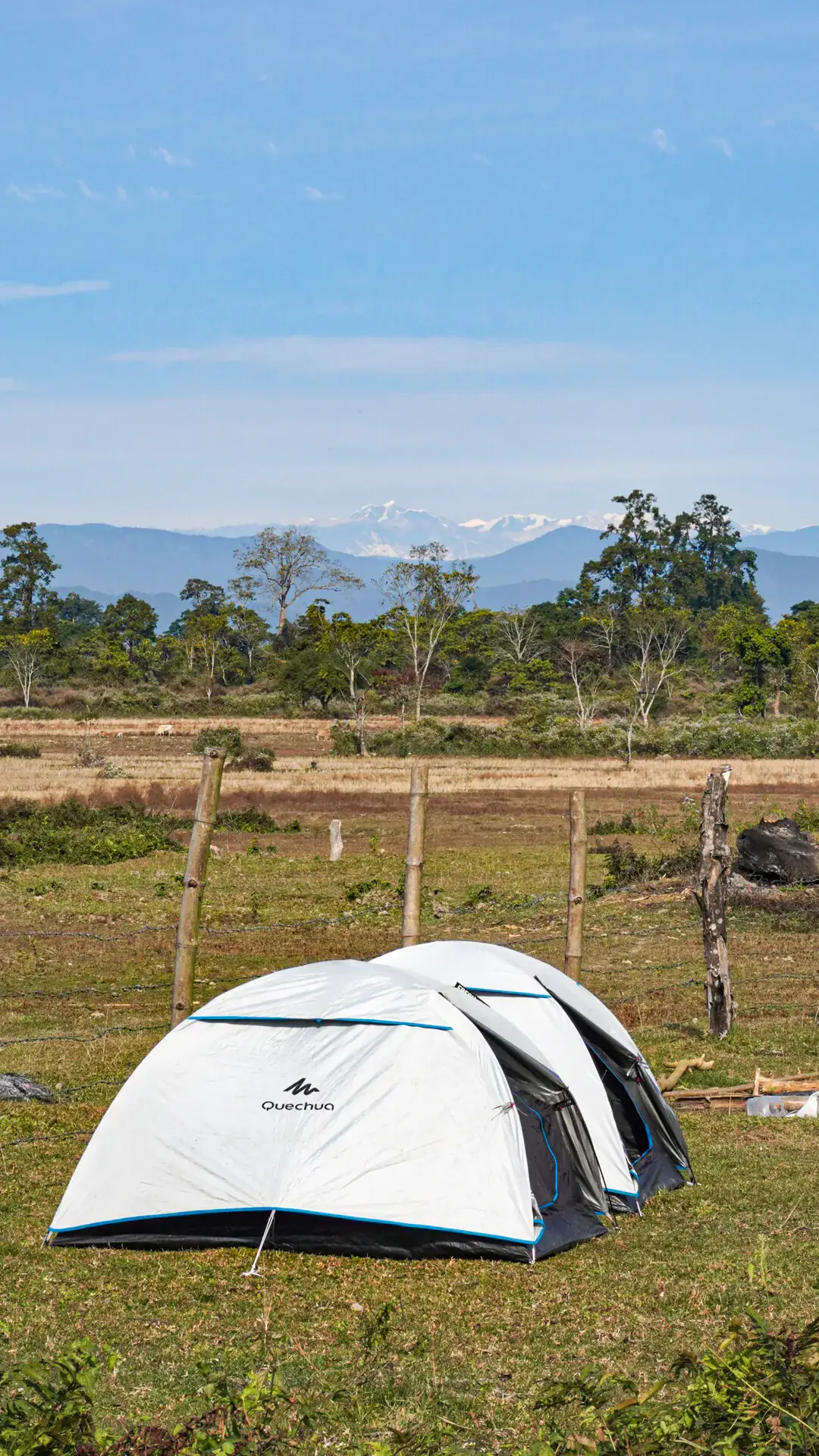 Camping beside the river at Nameri National Park, Assam