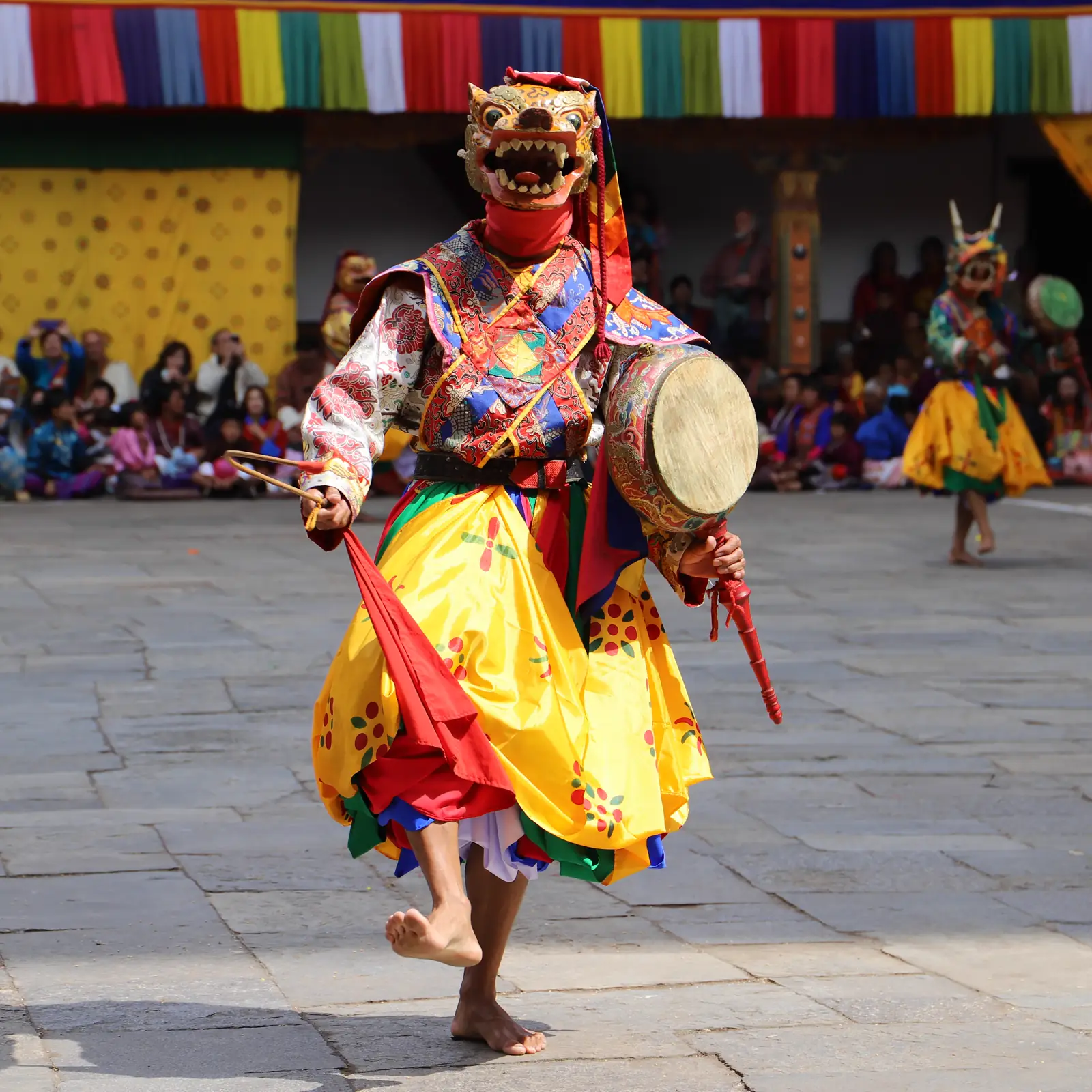 Masked dancer at a Bhutanese festival