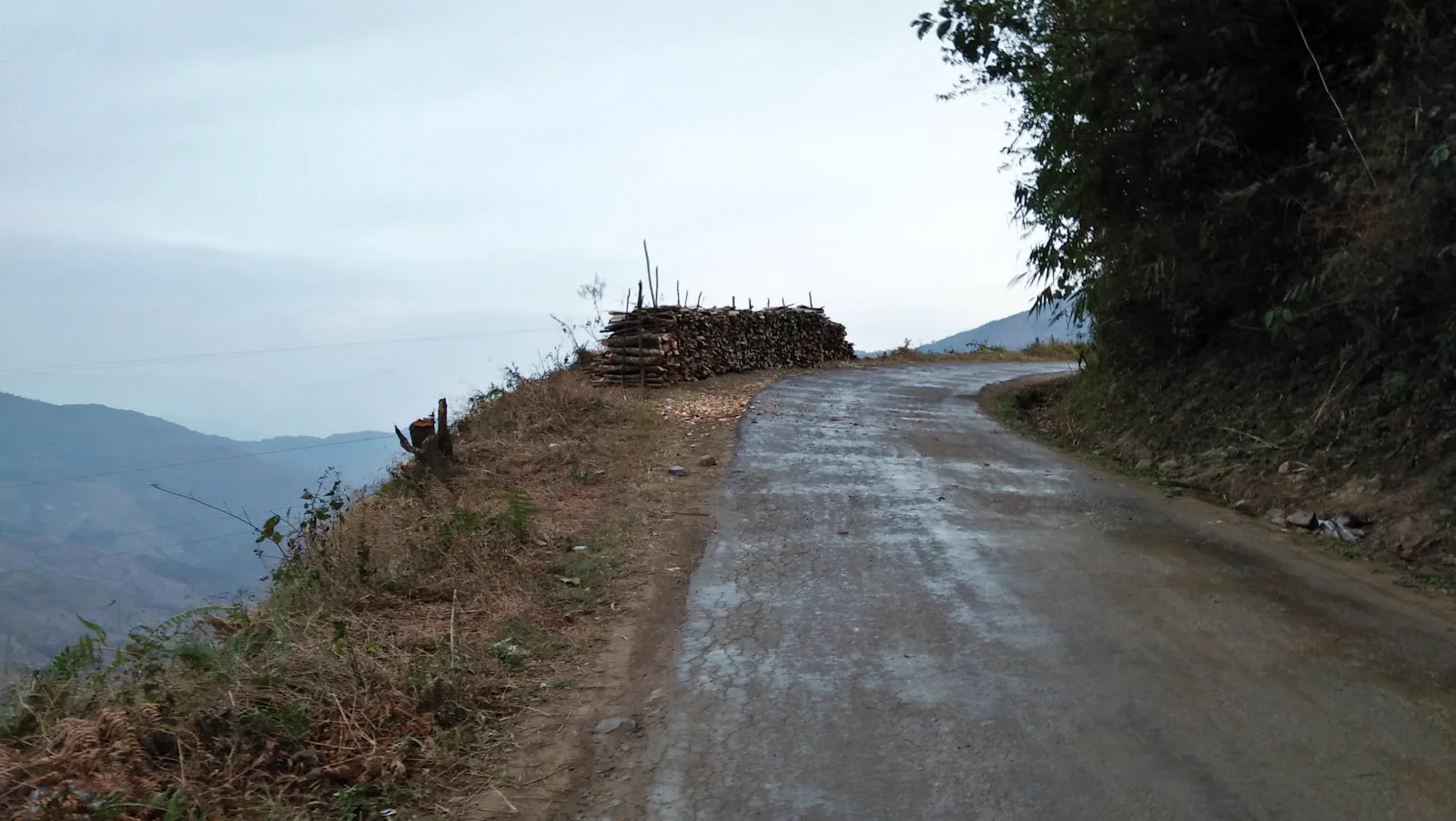 Traditional village on hillsides in Nagaland during autumn